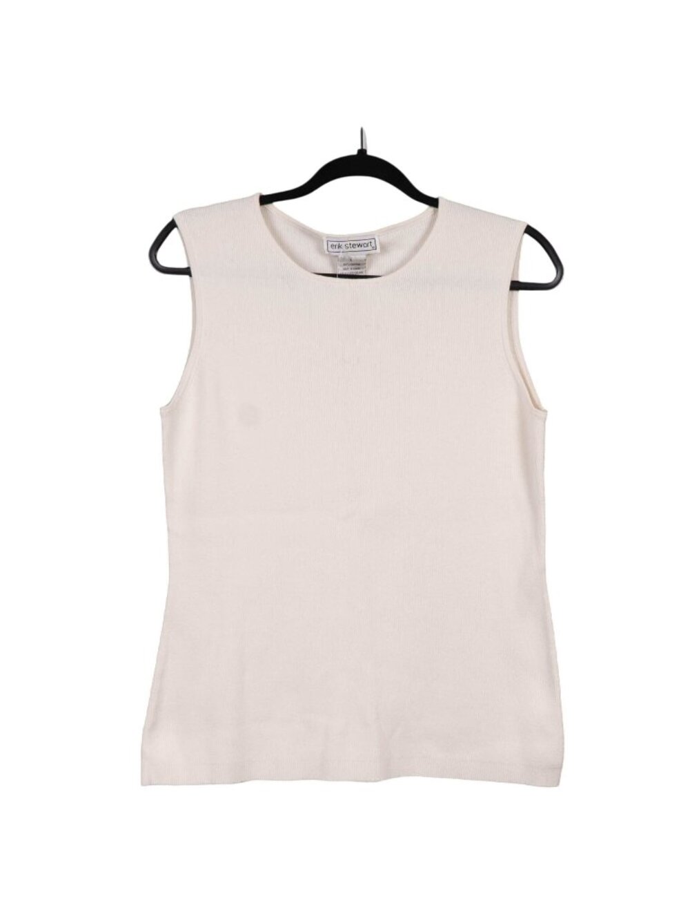 Ribbed Tank Top Sweater L Womens Off White Cream Career Basics Cotton Casual